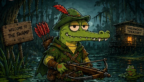 COCO standing armed in Sherwood swamp near the Treasury